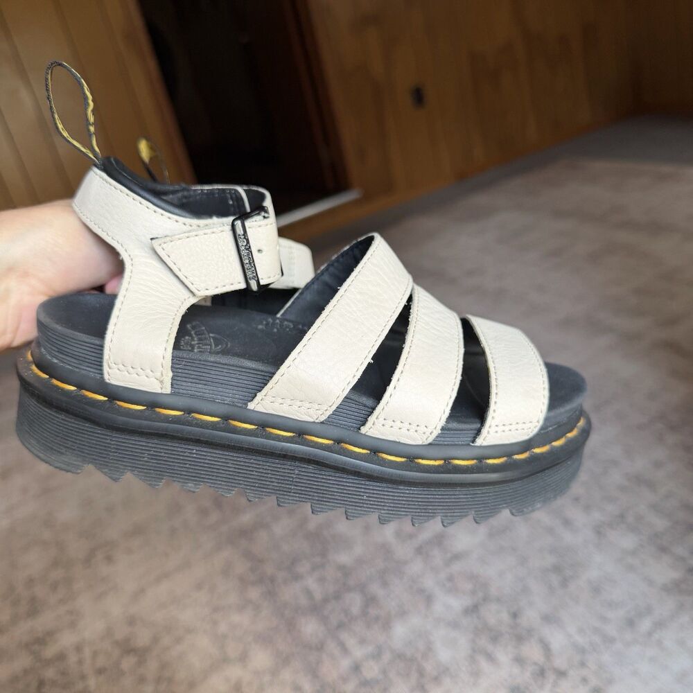 Dr. Marten's Womens Blaire Pisa Parchment Beige Leather Strap Sandals US 5 EU 36 - Picture 11 of 16